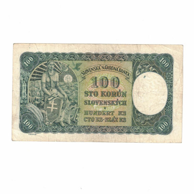 Papírová bankovka 100 sto korún Slovenských, r.1940