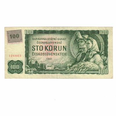 Papírová bankovka 100 sto korun Československých, r.1961...