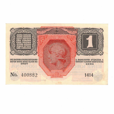 Papírová bankovka 1 jedna koruna - krone, r.1916 No. 400882